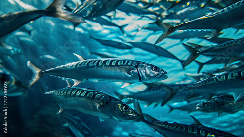 shoal of mackerel fish underwater