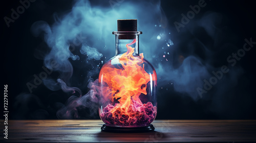 Love elixir, magic spell or poison in glass bubble.