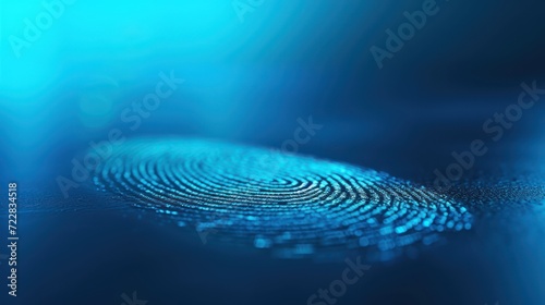 A single fingerprint is displayed on a vibrant blue background.