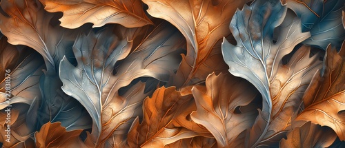 Pattern of Harmonious Oak Elm Blend: Harmonious fusion of dry oak and elm leaves, forming an elegant pattern.