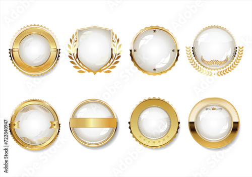 Gold and white empty labels retro vintage design vector collection 