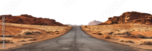 Empty road in the desert, cut out - stock png.