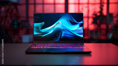 Laptop computer with screen with bright and vibrant colors 