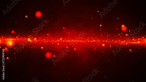 Abstract particle movement on a neon red background. Animation of fast moving bright fire particles on a dark background. Space background. 4k