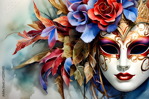 Ilustración de una Mascara Veneciana de Carnaval