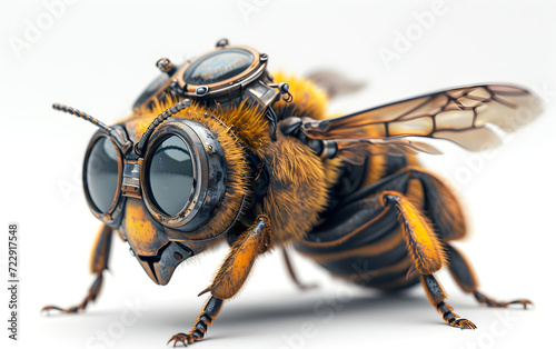 Steampunk bee illustration. Funny insect mutant. 