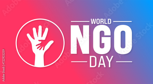February is World Non governmental Organization Day or world NGO day background template. Holiday concept. background, banner, placard, card, and poster design template with text inscription