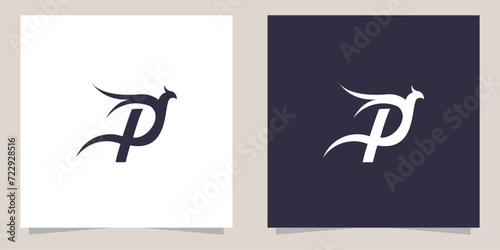 letter p with phoenix logo design