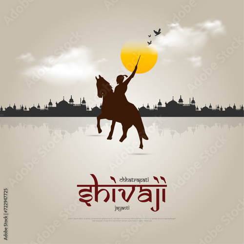 Silhouette Vector Illustration and typography of Chhatrapati Shivaji Maharaj Indian Maratha warrior poster. vector illustration