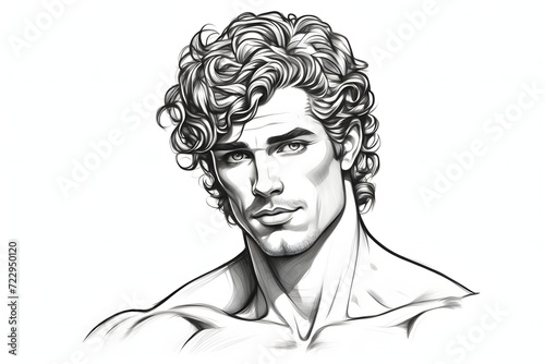 Front view of aesthetics Adonis illustration on white background