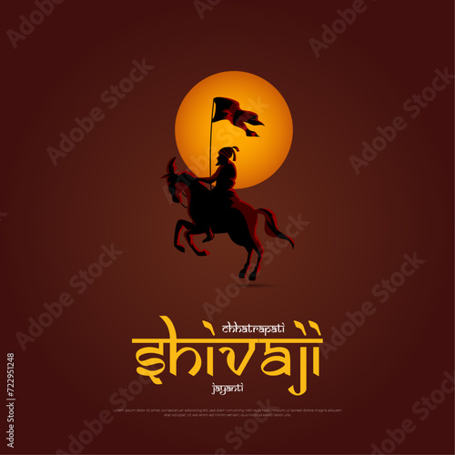 Happy Chhatrapati Shivaji Maharaj Jayanti Banner Design. Shivaji Jayanti Celebration Background and Poster with Text and Maratha Flag Vector Illustration