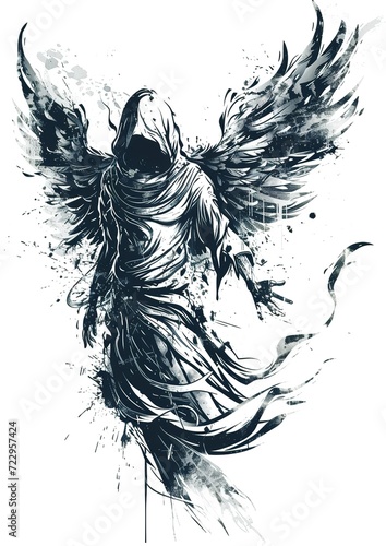 a graffiti style angel for a t-shirt graphic 