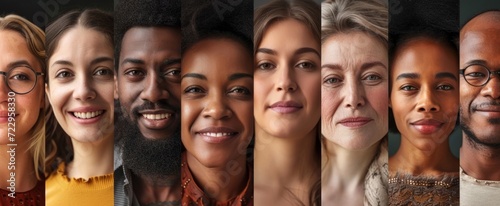 Diverse Tapestry of Humanity: A Panoramic View Celebrating Multicultural Faces and Embracing Ethnic Diversity in Our Global Community