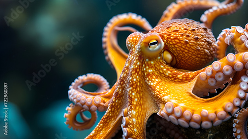 Common octopus vulgaris copy space, generative ai