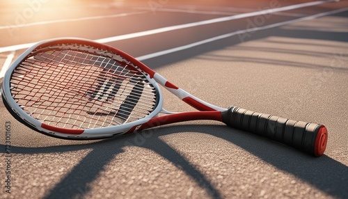 tennis racket on court 