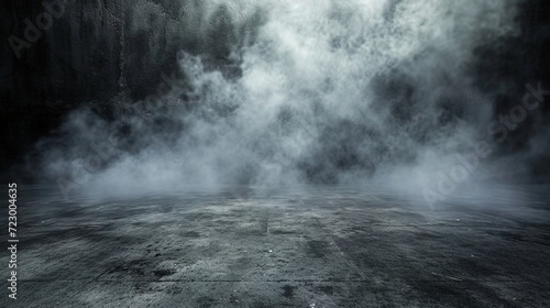 Add some haze or mist to a black concrete floor.