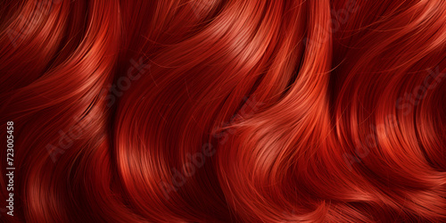 Red hair closeup background close up texture of long permed hair