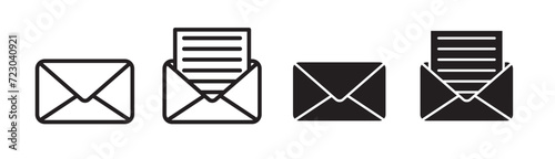 Email address icon set. open and close newsletter envelope vector symbol. post message letter sign. mailbox or inbox Ui button. 