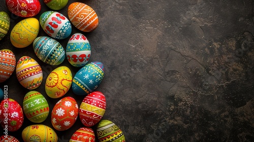vibrant background with Easter eggs.