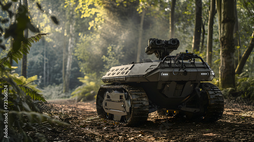 Advanced military vehicles in the jungle