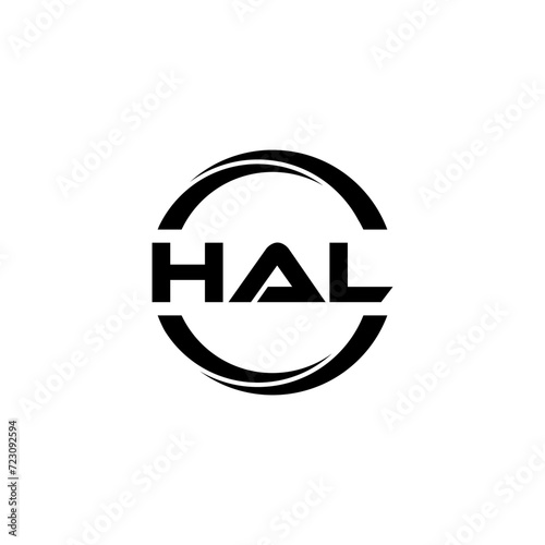 HAL letter logo design with white background in illustrator, cube logo, vector logo, modern alphabet font overlap style. calligraphy designs for logo, Poster, Invitation, etc.