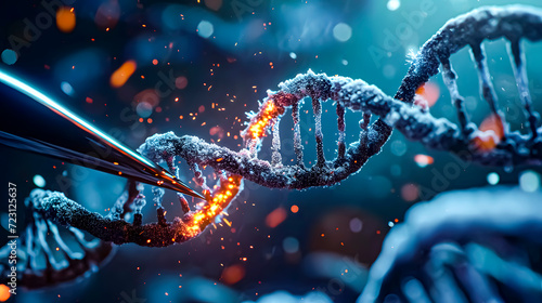 Illustration depicting CRISPR molecular scissors for gene editing