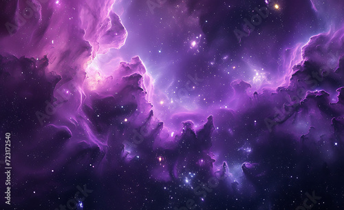 a purple nebula and stars in