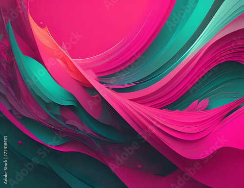 abstrakte pink grüne 3D Wellen