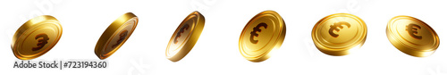 Gold Euro Coins set PNG. Transparent background 