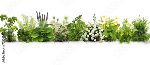 Minimal natural floral bannerwith summer wild flower and grass. Botanical pattern from different meadow herbs and field bloom plants.