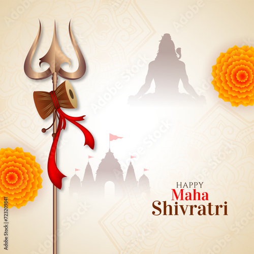 Happy Maha Shivratri lord shiva worship religious Indian festival card