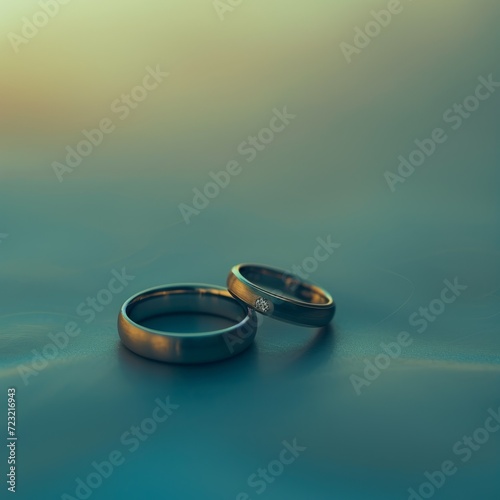 Pair of Wedding Rings on a Plain Background