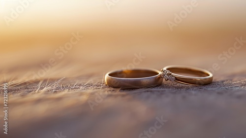 Pair of Wedding Rings on a Plain Background