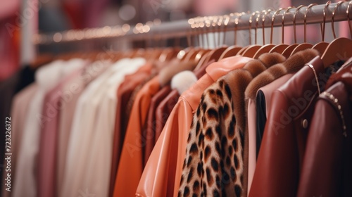 A row of clothes hanging on a rack. Perfect for showcasing different clothing options or displaying fashion trends