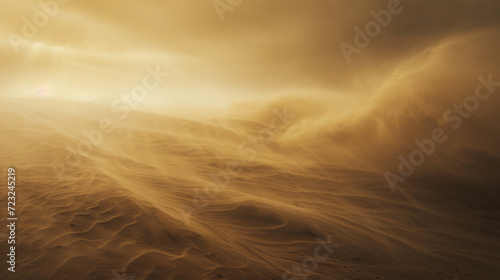 A fierce sandstorm in a desert.