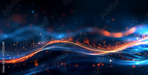 An abstract background with blue lines form in the style of bokeh, digital illustration, light-filled, luminous objects, infinity nets