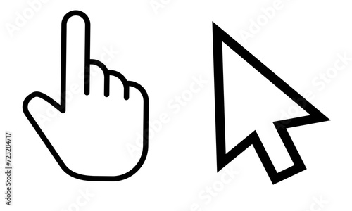 Mouse Pointer Finger and Computer Mouse pointer Flat Icons on Transparent Background, User-Friendly Navigation