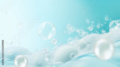 Bubble background with shampoo foam and detergent soap aqua 3d