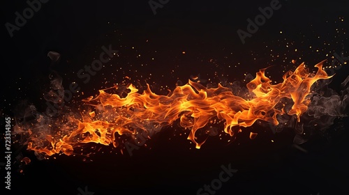 Fire and spark with black. 3d illustration.