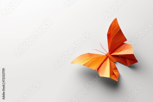 Isolated white background paper origami butterfly