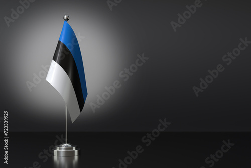 Small National Flag of the Estonia on a Black Background. 3d Rendering