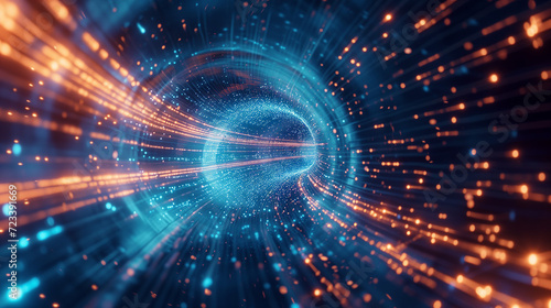 Cybernetic Vortex - High-Speed Data Transfer in a Network of Fiber Optic Channels with Dynamic Light Effects