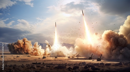 missiles aimed at the sky, showcasing the readiness and capability to defend against nuclear bombs and chemical weapons, highlighting the importance of missile defense systems.