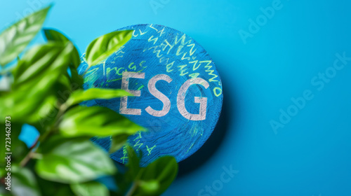 Grüne Pflanze mit abstrakter Weltkugel und der Aufschrift ESG (Environmental, Social and Governance) - Regelwerk zur Bewertung für nachhaltige, ethische Praxis in Unternehmen.