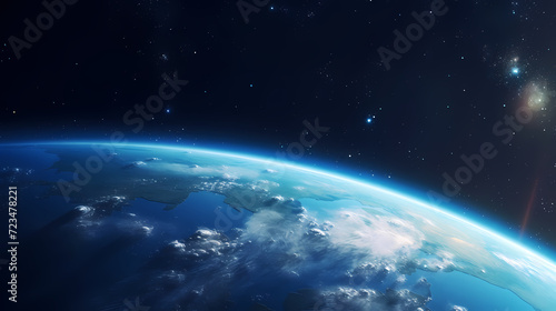 Earth in the cosmic sky, abstract space background of a planet in the universe