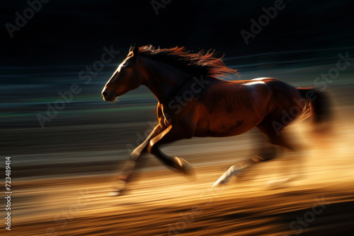 A Horse that fast runs in blur background .generative AI