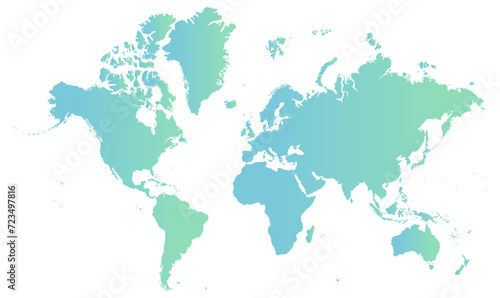 グラデーションがかった世界地図のシルエットイラスト
