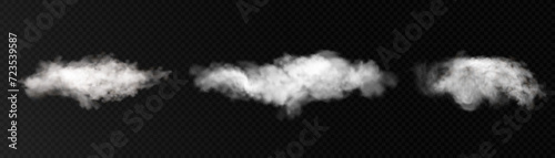 Smoke effect. Realistic vector fog effect and transparent magic fog. White steam, border of creeping smoke. Mockup of cloudy and growing smog. Vector 10 ep.