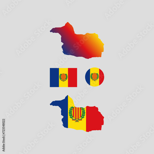 Andorra Sant Julia de Loria provincial flag and map vectors set....