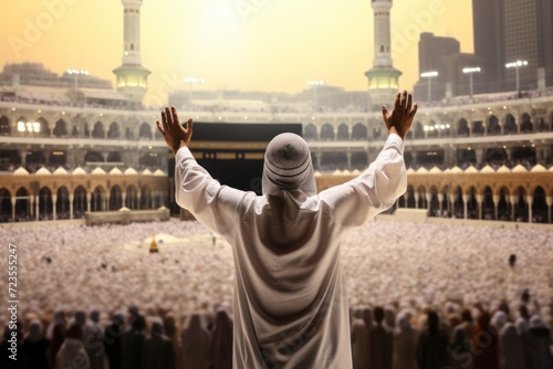 Muslim Cleric Praying in Front of a Massive Crowd